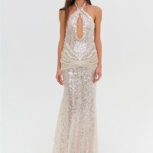 For Love and Lemons Sequin Drape Gown